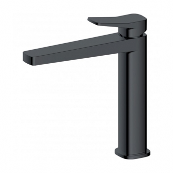 RAK Petit Square Medium Height Basin Mixer Tap - Matt Black