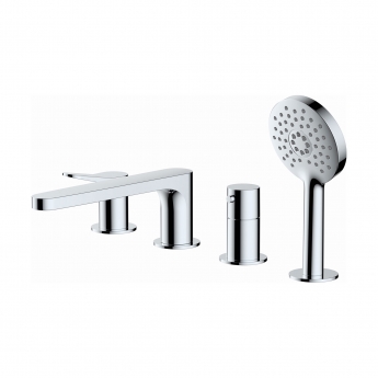 RAK Petit Round 4-Hole Bath Shower Mixer Tap Pillar Mounted - Chrome | Product Image