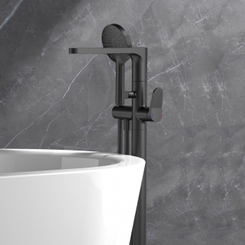 RAK Petit Round Freestanding Bath Shower Mixer Tap - Matt Black