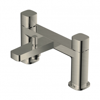 RAK Petit Square Bath Shower Mixer Tap Pillar Mounted - Brushed Nickel | Product Image