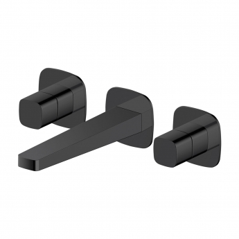 RAK Petit Square 3-Hole Wall Mounted Basin Mixer Tap - Matt Black
