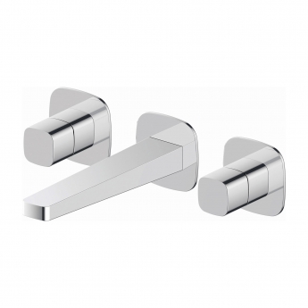 RAK Petit Square 3-Hole Wall Mounted Basin Mixer Tap - Chrome