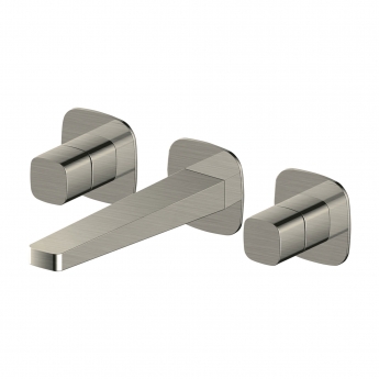 RAK Petit Square 3-Hole Wall Mounted Basin Mixer Tap - Brushed Nickel