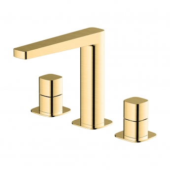 RAK Petit Square 3-Hole Basin Mixer Tap Deck Mounted - Brushed Gold | Product Image