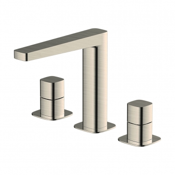 RAK Petit Square 3-Hole Basin Mixer Tap Deck Mounted - Brushed Nickel | Product Image