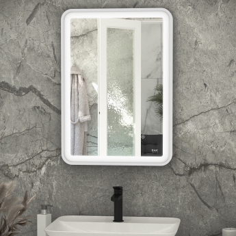 RAK Picture Soft LED Illuminated Bathroom Mirror with Demister Pad 800mm H x 600mm W - Chrome | Product Image