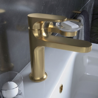 RAK Portofino Basin Mixer Tap Without Waste - Brushed Gold | Product Image