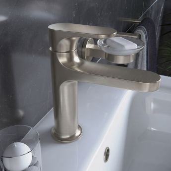 RAK Portofino Basin Mixer Tap Without Waste - Brushed Nickel | Product Image
