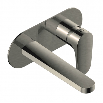 RAK Portofino Wall Mounted Basin Mixer Tap with Back Plate - Brushed Nickel