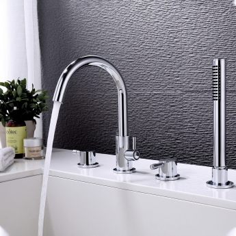 RAK Prima Tech 4-Hole Bath Shower Mixer Tap Pillar Mounted - Chrome