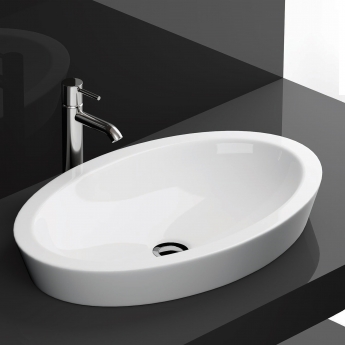 RAK Resort Oval Sit-On Countertop Basin 580mm Wide - 0 Tap Hole