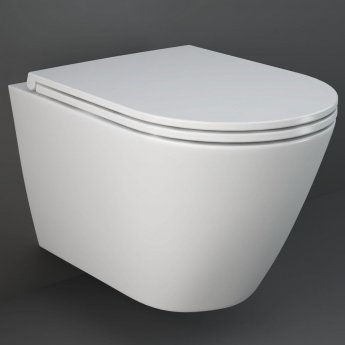RAK Resort Rimless Wall Hung Toilet Hidden Fixations 520mm Projection - Slim Sandwich Soft Close Seat