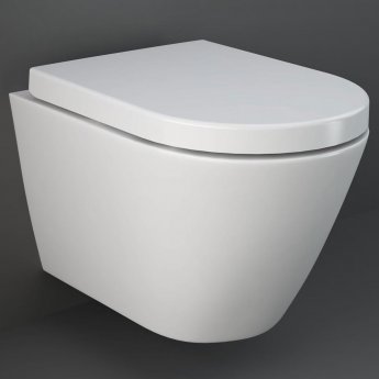 RAK Resort Rimless Wall Hung Toilet Hidden Fixations 520mm Projection - Soft Close Seat