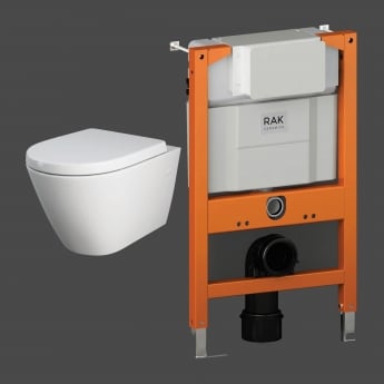 RAK Resort Rimless Wall Hung Toilet with Ecofix 820mm Toilet Frame - Soft Close Seat