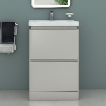 RAK Resort Floor Standing 2-Drawer Vanity Unit with Basin 650mm Wide - Matt Grey | Product Image