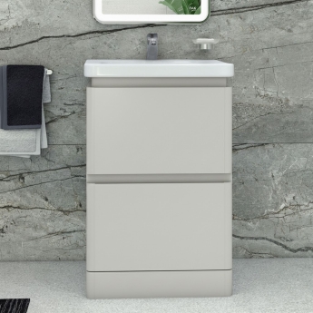 RAK Resort Floor Standing 2-Drawer Vanity Unit with Basin 500mm Wide - Matt Stone | Product Image