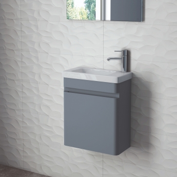 RAK Resort Wall Hung Cloakroom Vanity Unit with RH Basin 450mm Wide - Matt Grey | Product Image