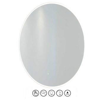 RAK Scorpio LED Round Mirror with Switch and Demister Pad 800mm H x 800mm W Illuminated