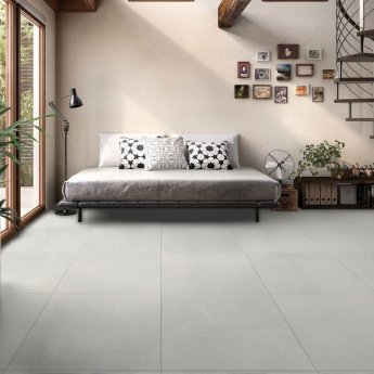 RAK Shine Stone Matt Tiles - 600mm x 600mm - White (Box of 4)