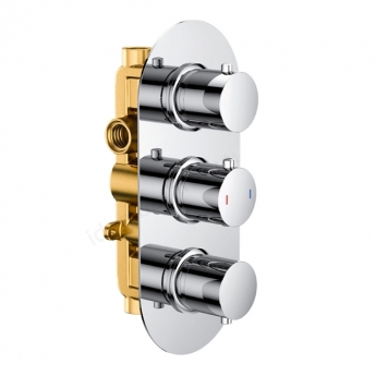 RAK Thermostatic Round 3 Outlet Concealed Shower Valve Triple Handle - Chrome