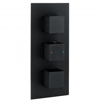 RAK Thermostatic Square 2 Outlet Concealed Shower Valve Triple Handle - Black