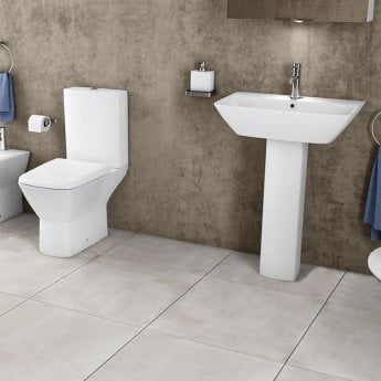 RAK Summit Bathroom Suite Close Coupled Toilet and Basin 600mm Wide - 1 Tap Hole