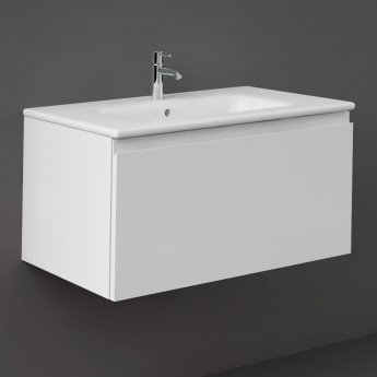 RAK Uno Wall Hung 1-Drawer Vanity Unit with Basin 800mm Wide - Pure White