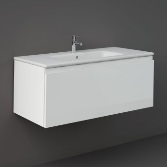 RAK Uno Wall Hung 1-Drawer Vanity Unit with Basin 1000mm Wide - Pure White