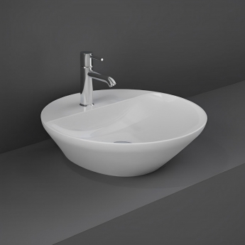 RAK Variant Round Countertop Wash Basin 420mm Wide 1 Tap Hole - Alpine White
