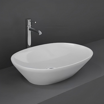 RAK Variant Oval Countertop Wash Basin 500mm Wide 0 Tap Hole - Alpine White