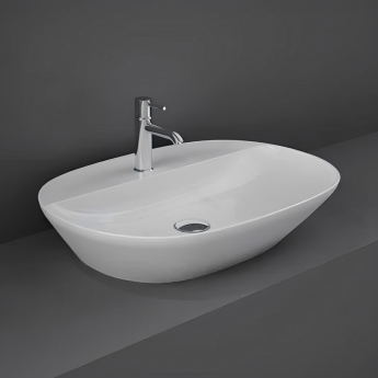 RAK Variant Oval Countertop Wash Basin 600mm Wide 1 Tap Hole - Alpine White