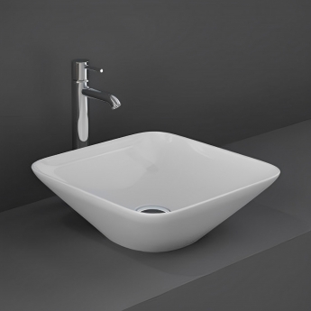 RAK Variant Square Countertop Wash Basin 360mm Wide 0 Tap Hole - Alpine White