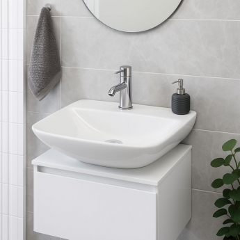 RAK Variant Square Countertop Wash Basin 420mm Wide 1 Tap Hole - Alpine White | Product Image