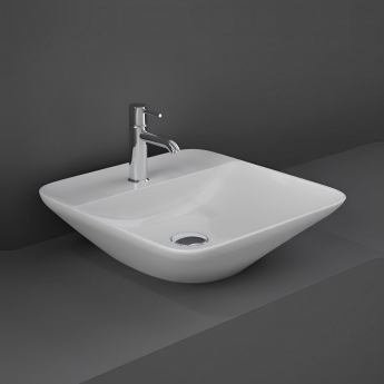 RAK Variant Square Countertop Wash Basin 420mm Wide 1 Tap Hole - Alpine White | Product Image