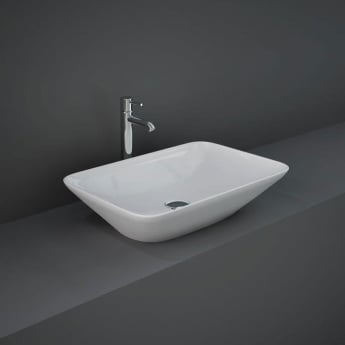 RAK Variant Rectangular Countertop Wash Basin 550mm Wide 0 Tap Hole - Alpine White