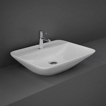 RAK Variant Rectangular Countertop Wash Basin 550mm Wide 1 Tap Hole - Alpine White | Product Image