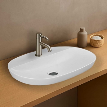 RAK Variant Oval Drop-In Wash Basin 600mm Wide 1 Tap Hole - Alpine White