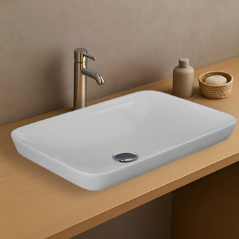 RAK Variant Rectangular Drop-In Wash Basin 550mm Wide 0 Tap Hole - Alpine White