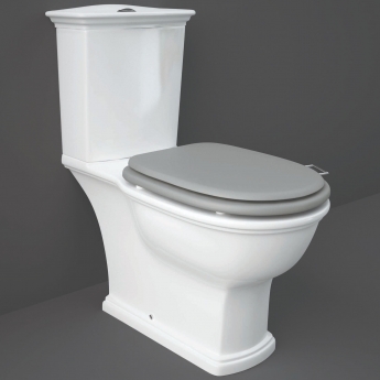 RAK Washington Close Coupled Toilet with Horizontal Outlet & Push Button Cistern - Grey Seat