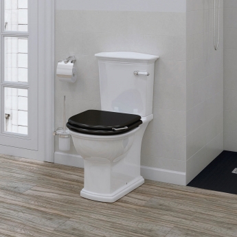 RAK Washington Close Coupled Toilet with Horizontal Outlet & Lever Cistern - Black Seat