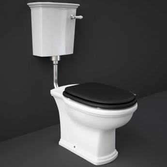 RAK Washington Low Level Toilet with Horizontal Outlet - Black Soft Close Wood Seat