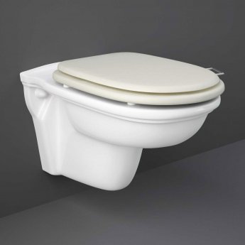 RAK Washington Rimless Wall Hung Toilet 560mm Projection - Greige Soft Close Wood Seat