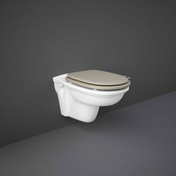 RAK Washington Rimless Wall Hung Toilet - Cappuccino Soft Close Wood Seat