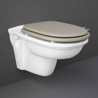 RAK Washington Rimless Wall Hung Toilet 560mm Projection - Cappuccino Soft Close Wood Seat