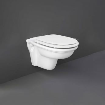 RAK Washington Rimless Wall Hung Toilet - White Soft Close Wood Seat