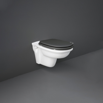 RAK Washington Rimless Wall Hung Toilet - Black Soft Close Wood Seat