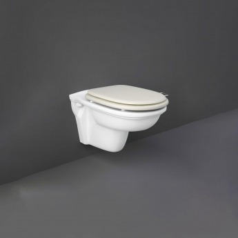 RAK Washington Rimless Wall Hung Toilet - Greige Soft Close Wood Seat