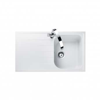 Rangemaster Amethyst 1.0 Bowl Kitchen Sink with Waste Kit 860mm L x 500mm W - Crystal White