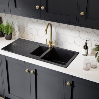 Rangemaster Aquatrend Dual Lever Kitchen Sink Mixer Tap - Brushed Brass