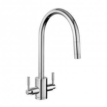 Rangemaster Aquatrend Pull-Out Dual Lever Kitchen Sink Mixer Tap - Chrome